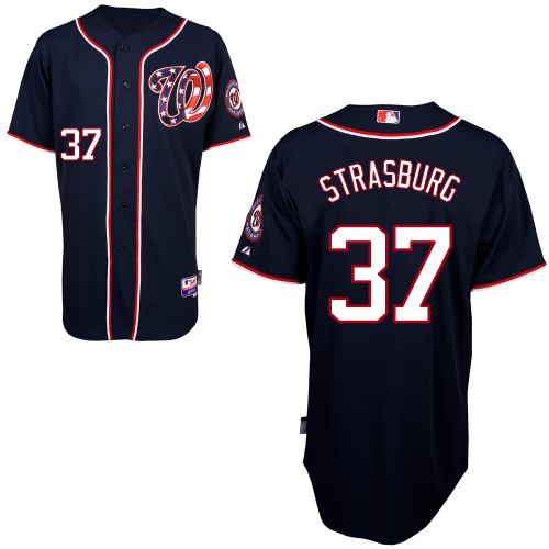 Stephen Strasburg #37 MLB Jersey-Washington Nationals Men's Authentic Alternate 2 Navy Blue Cool Base Baseball Jersey